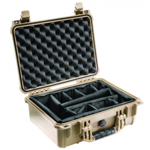 Pelican 1450 Case with Padded Dividers - Desert Tan