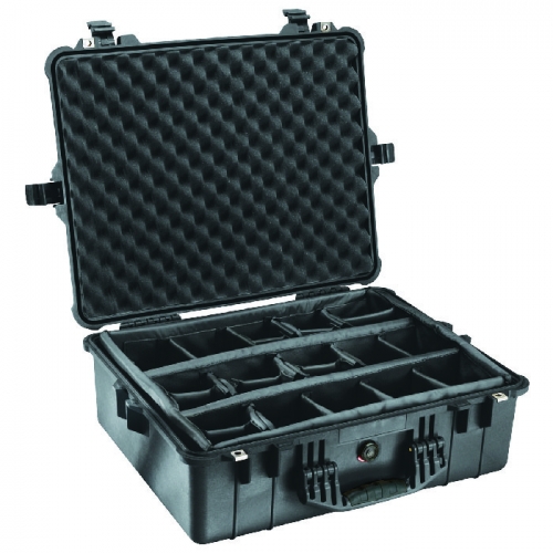 Pelican 1600 Case with Padded Divider Set - Black