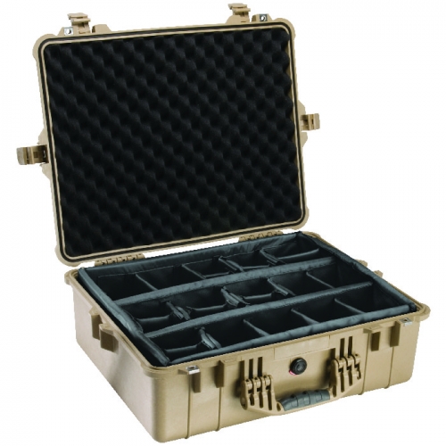 Pelican 1600 Case with Padded Divider Set - Desert Tan